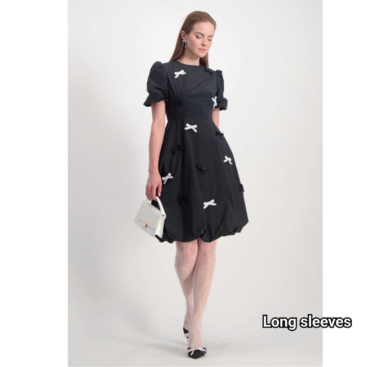 Beaded Bow Applique Dress