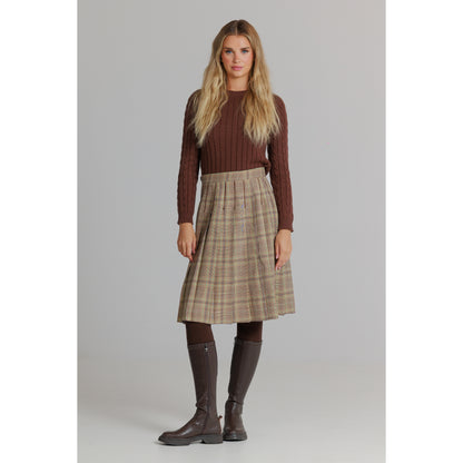 Plaid Pleated Skirt Tan - The Mimi Boutique