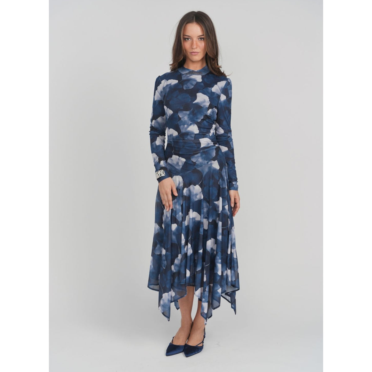 Liora Dress Blue Leaves