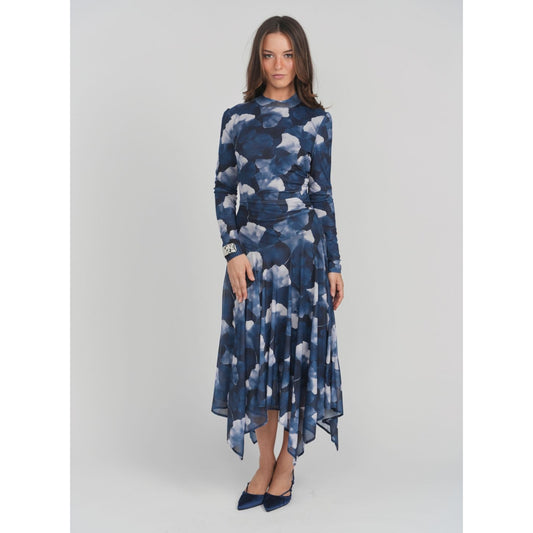 Liora Dress Blue Leaves