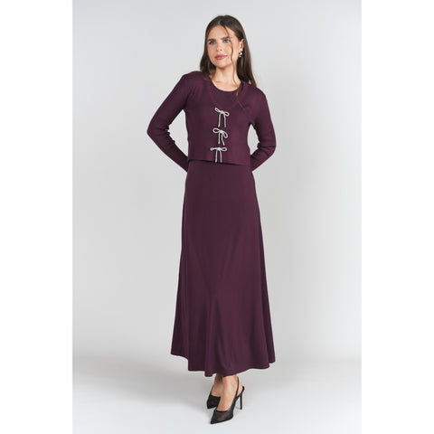 Eggplant Sleeveless Jersey Dress Adina LV