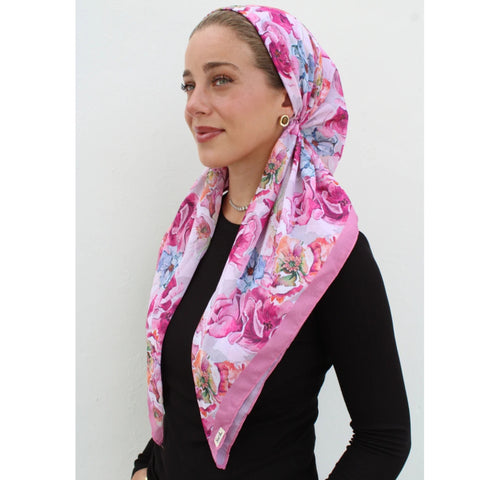 Pink Flower Power Headscarf SB