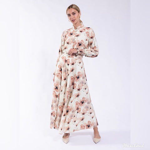 Pink Floral Printed Skirt