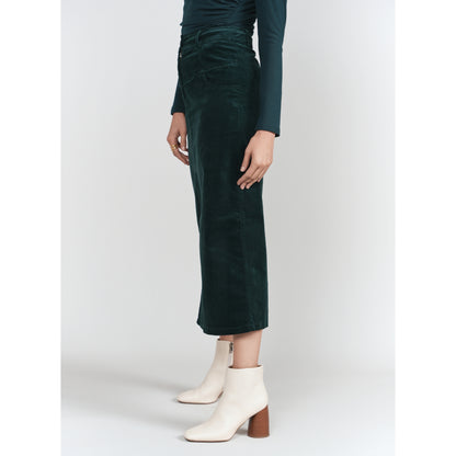 Fray Detail Skirt Emerald Corduroy Adina LV
