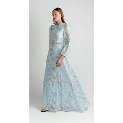 Powder Blue 3D Cherry Blossom Gown Touch - The Mimi Boutique