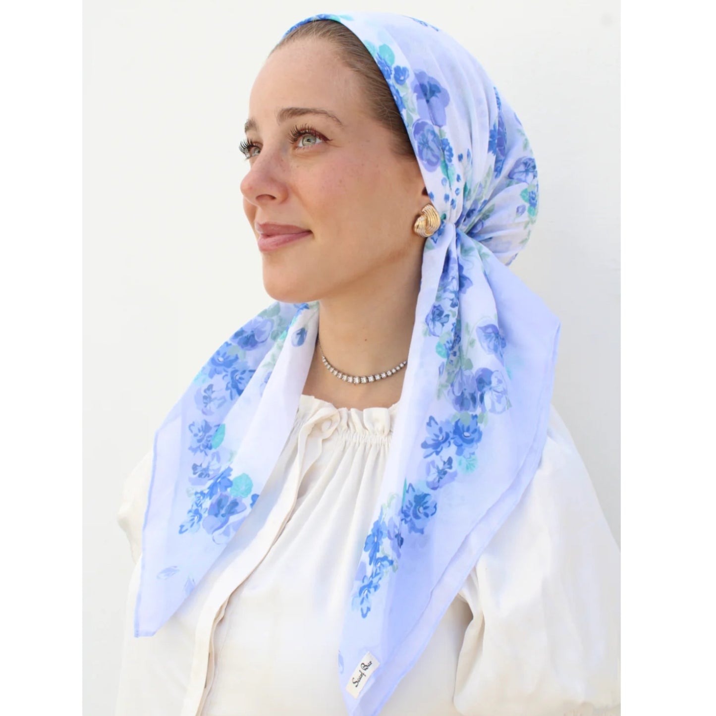 White Blue Floral Headscarf SB (More Styles)