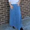 Acid Blue Microribbed Panel Maxi Skirt