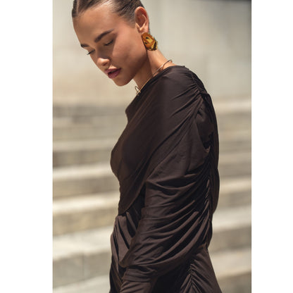 Cape Evening Gown Chocolate Adina LV