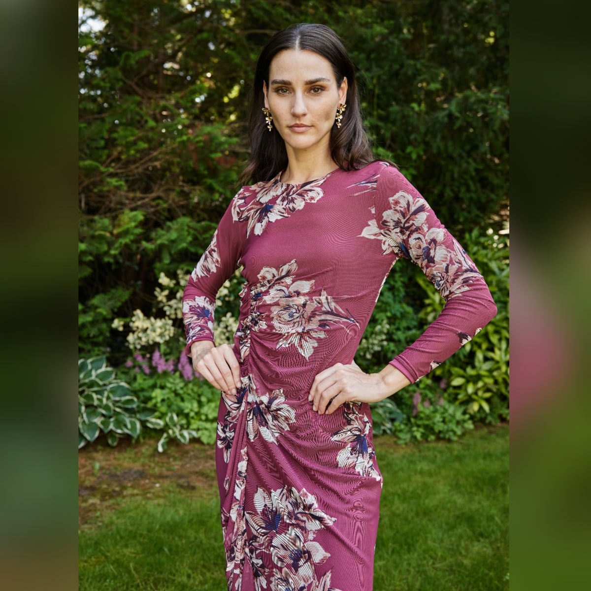 Janet Dress Burgundy Floral