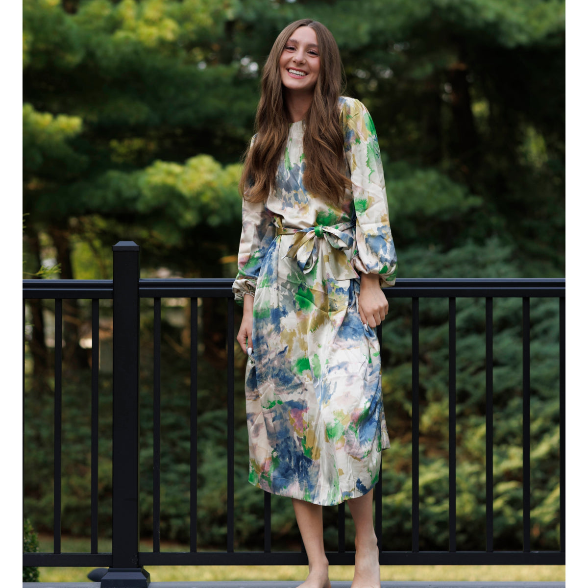 watercolor dress Silky by Lilac Teen – The Mimi Boutique off-the-shoulder prom dresses Elegant Black Wool Hooded The Willow Watercolor Floral Size:M/15-15.5/36-37