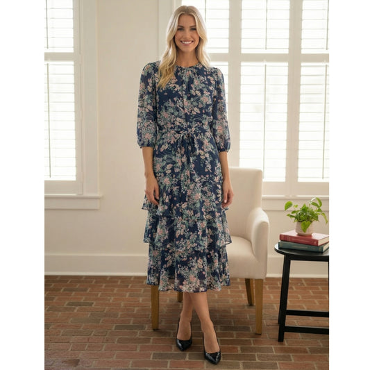 Raquel Layered Dress Navy - The Mimi Boutique