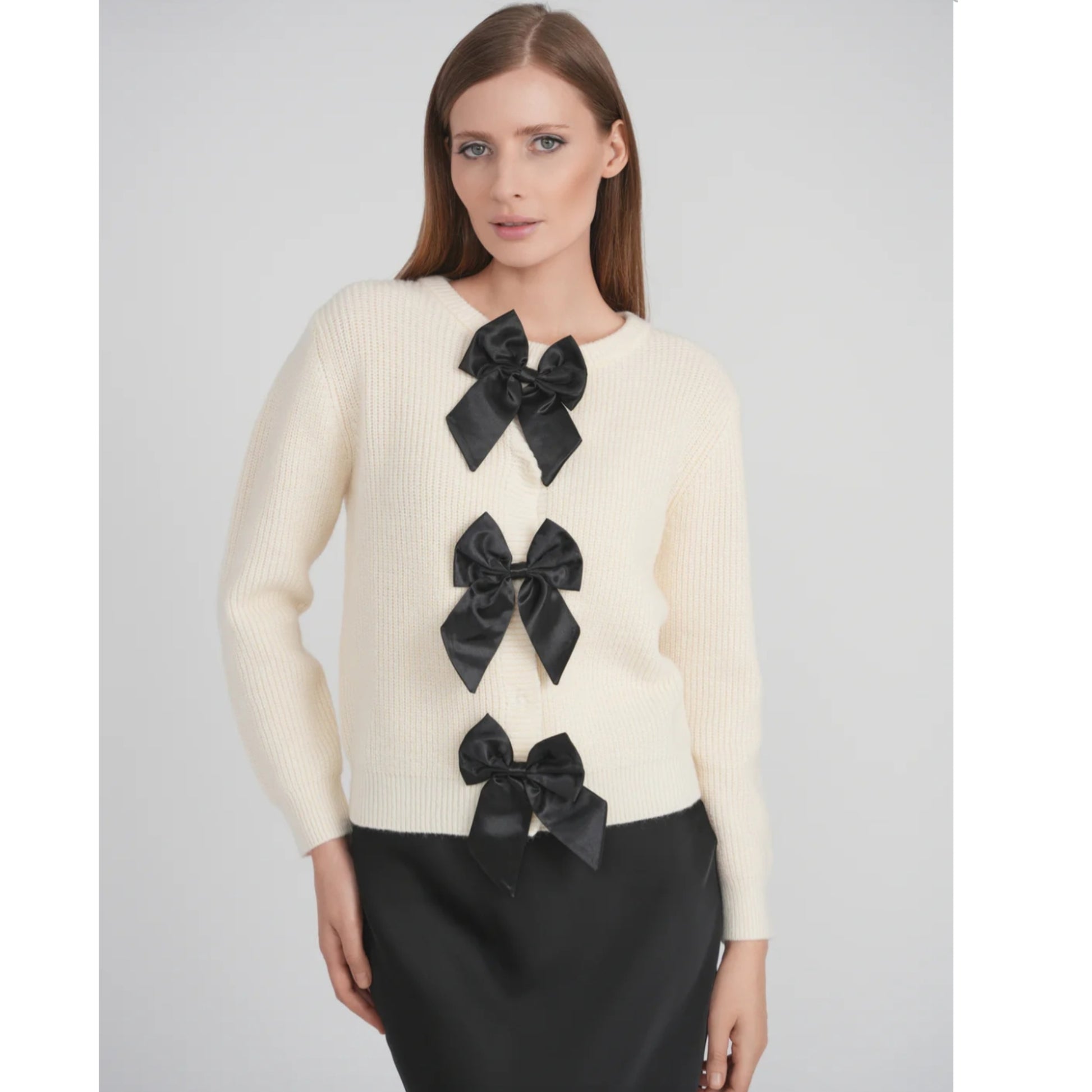 Bow Cardigan Ivory - The Mimi Boutique