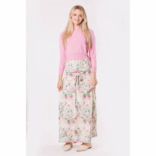 Pink, Yellow & Green Floral Mesh Skirt