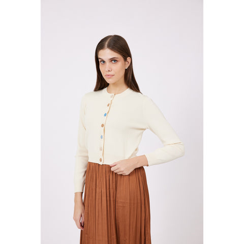 Colorful Button Knit Short Cardigan OC