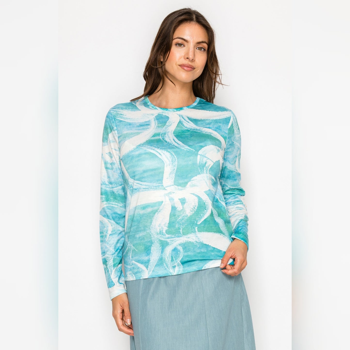 Turquoise Water Printed Tee