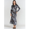 Side Ruched Velvet Dress Brown & Black Floral
