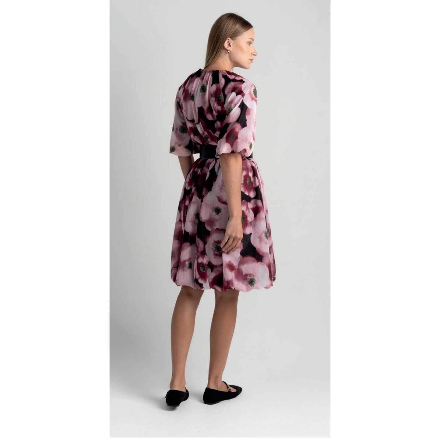 Shimmer Floral Print Bubble Dress Touch - The Mimi Boutique