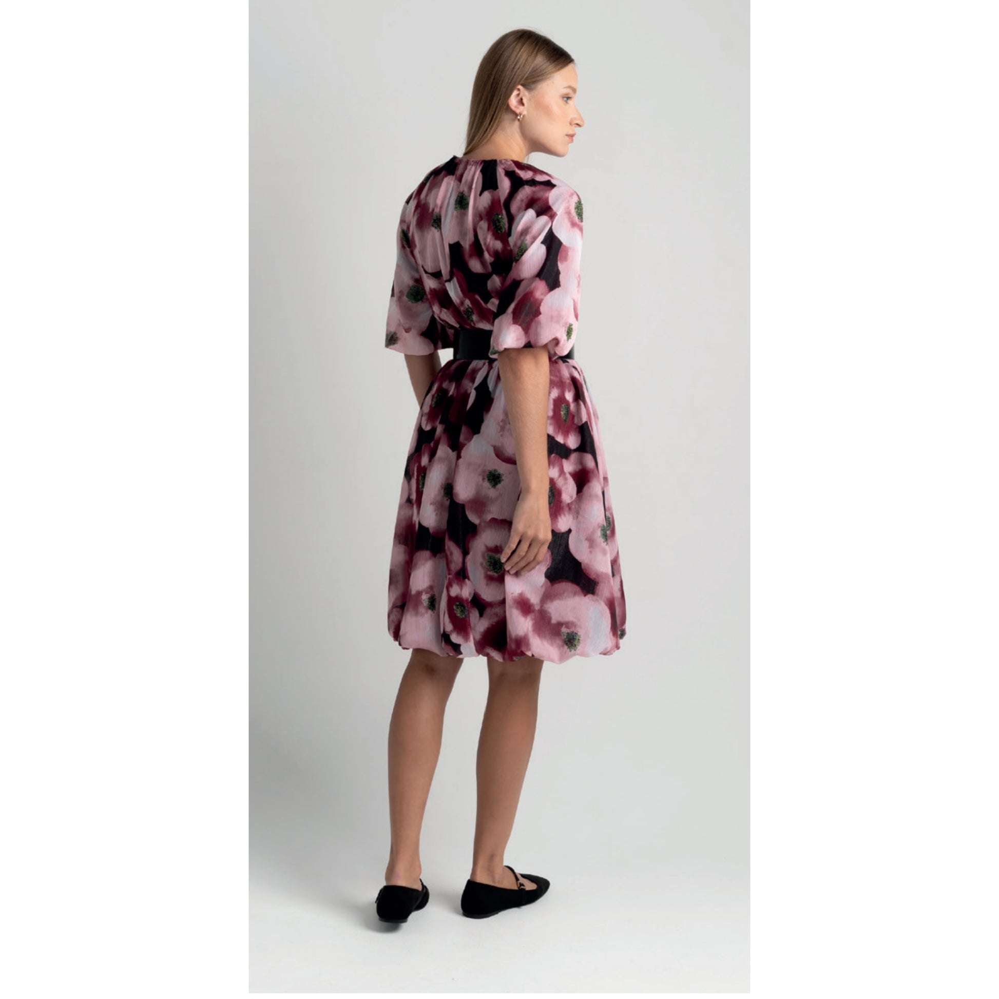 Shimmer Floral Print Bubble Dress Touch - The Mimi Boutique