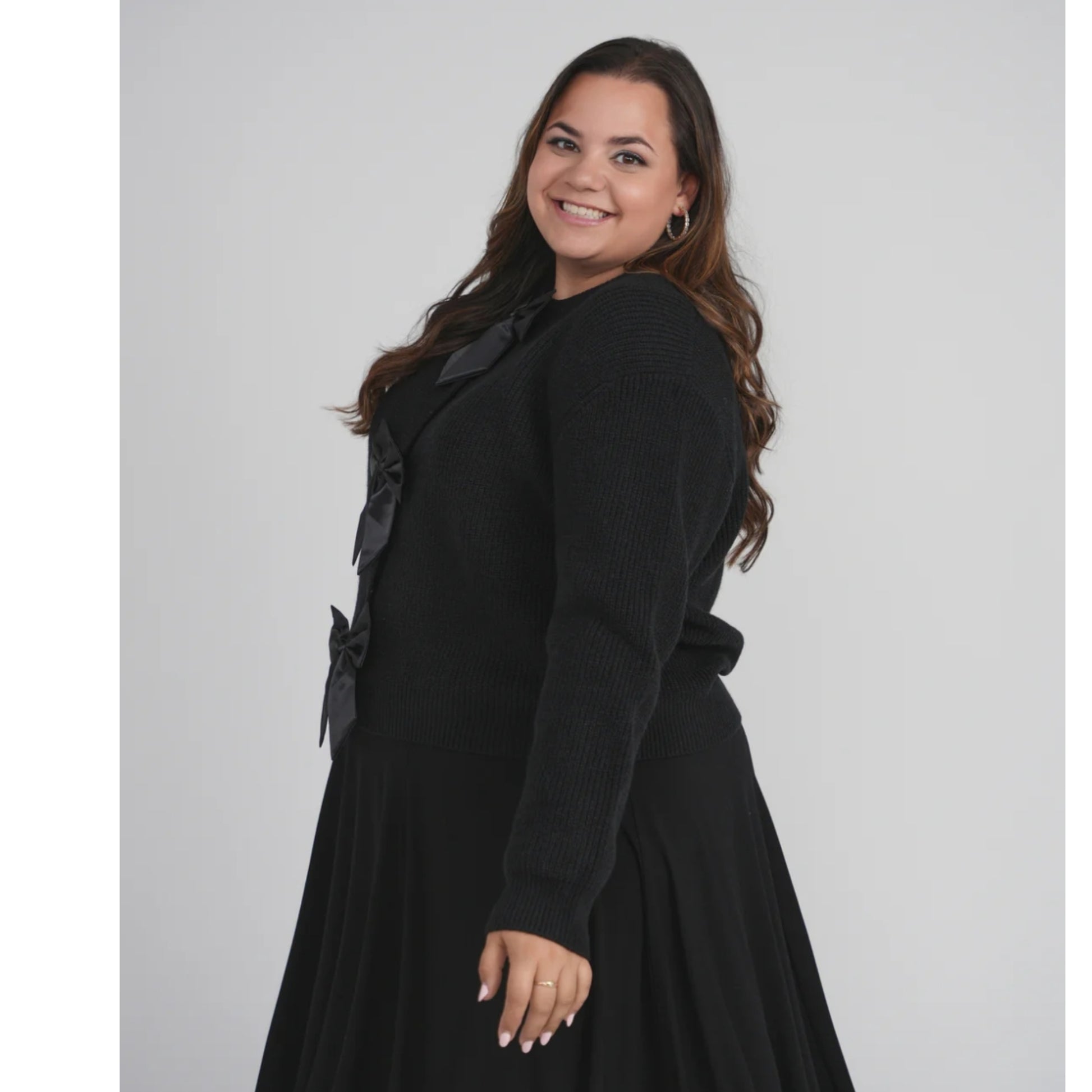 Bow Cardigan Black - The Mimi Boutique