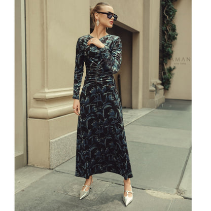 Flora Velvet Maxi Navy Tulips Adina LV