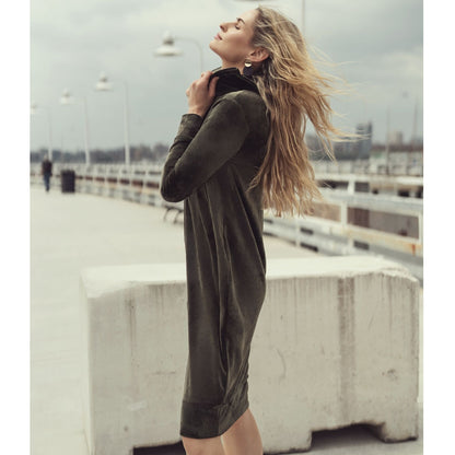 Connie Velour Dress Olive - The Mimi Boutique
