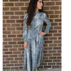 Grey Print Drawstring Dress Lilac Teen