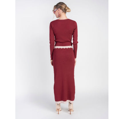 Scalloped Knit Top Bordeaux
