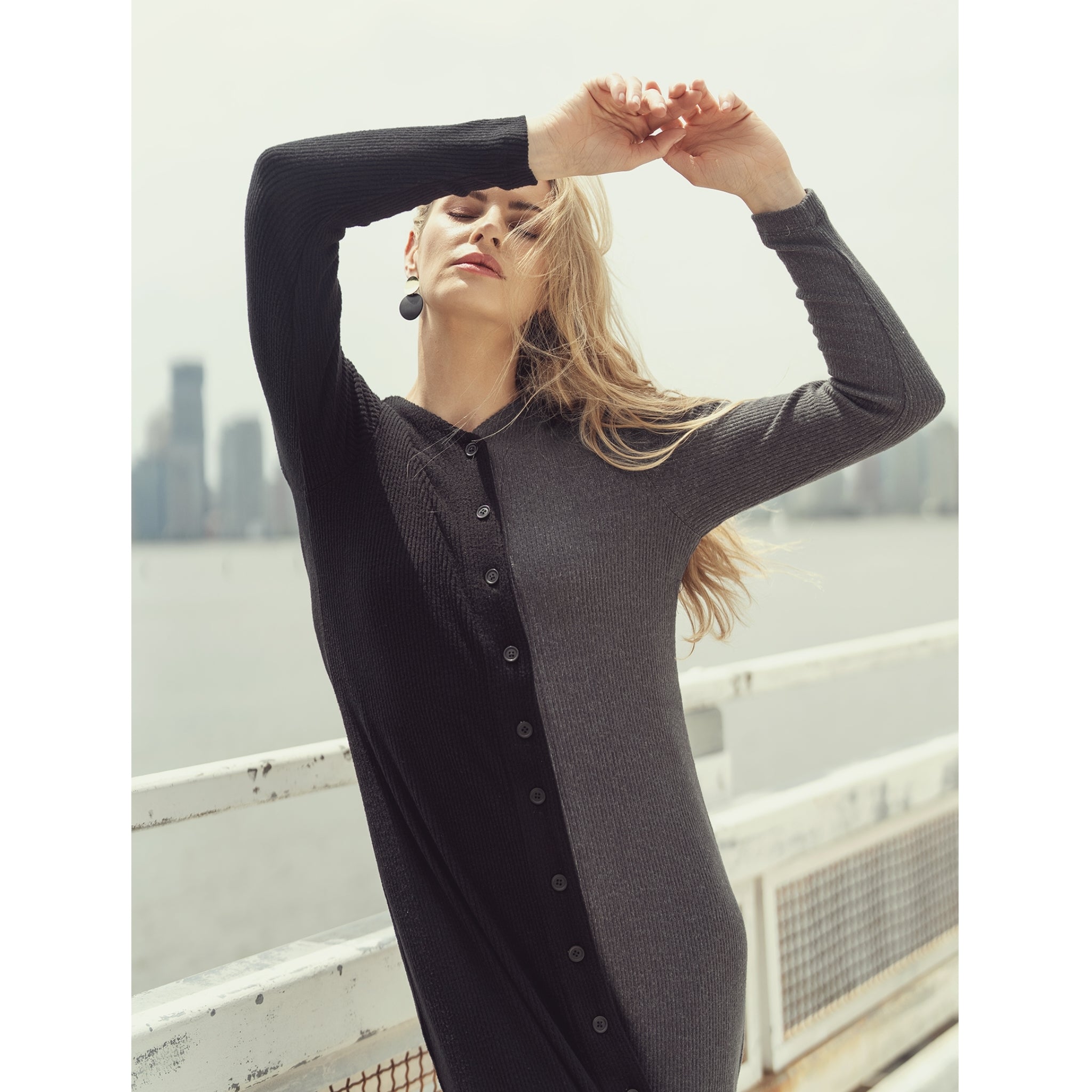 Alexa Black/Charcoal Colorblock Sweater Dress Alexa Black/Charcoal Colorblock Sweater Dress
