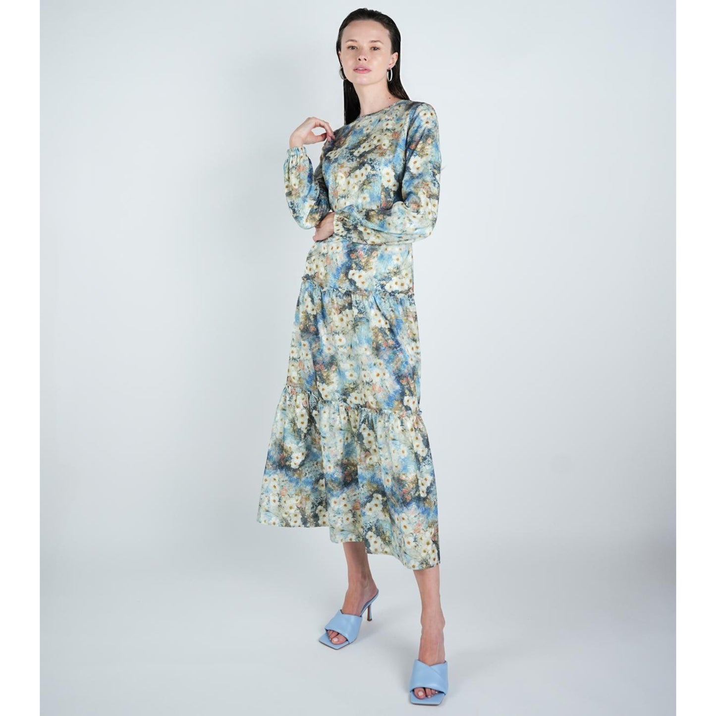 Blue Watercolor Dress - The Mimi Boutique