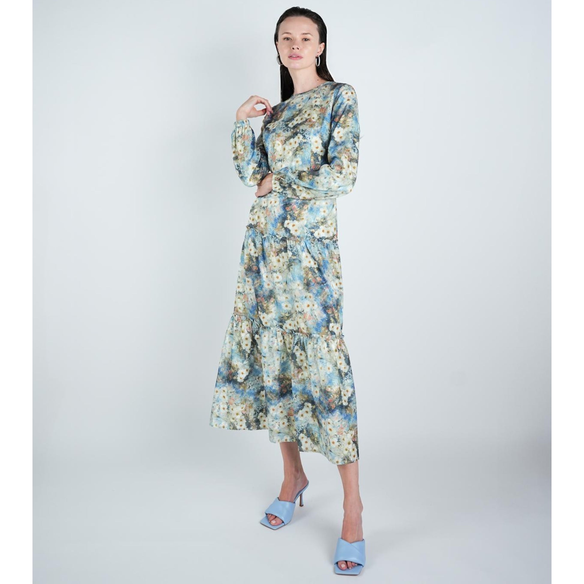 Blue Watercolor Dress - The Mimi Boutique