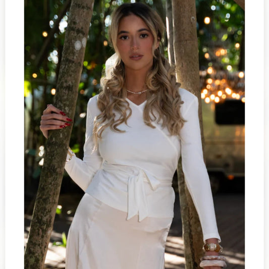 Faux Wrap Tee White