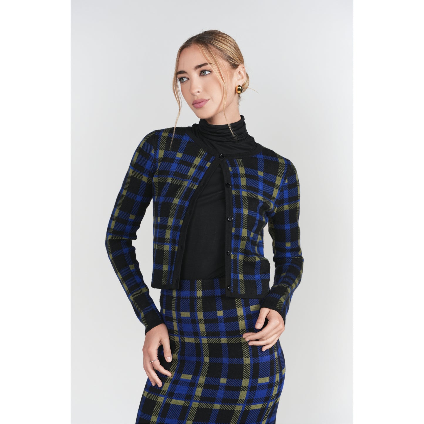 Jacquard Knit Plaid Skirt Adina LV - The Mimi Boutique