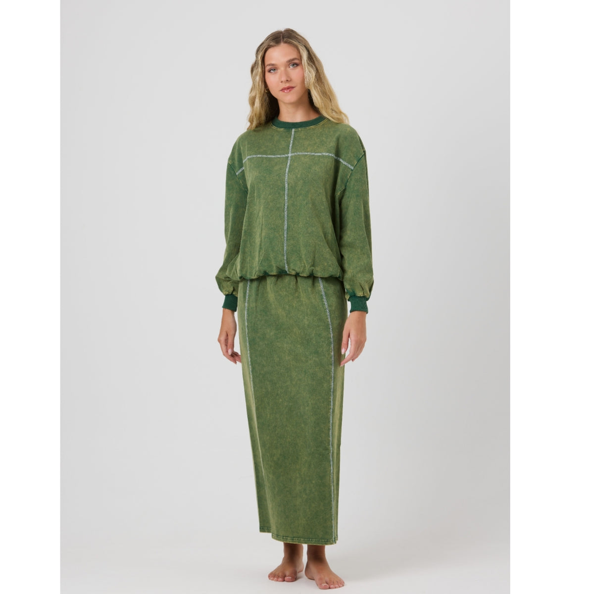Ari Sweatskirt Green By Tess - The Mimi Boutique