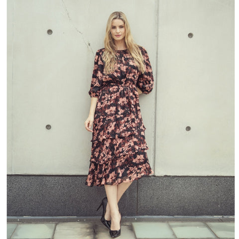 Raquel Layered Dress Coral Floral