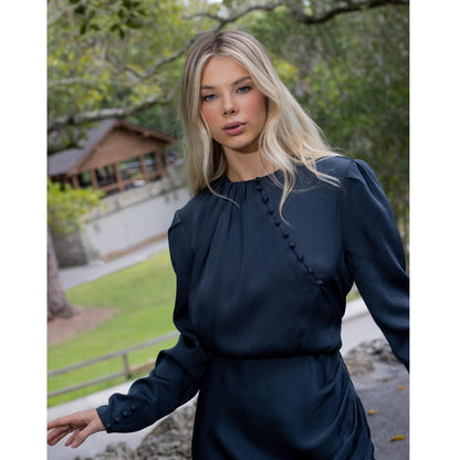 Slate Satin Dress - The Mimi Boutique
