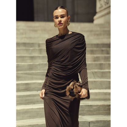 Cape Evening Gown Chocolate Adina LV