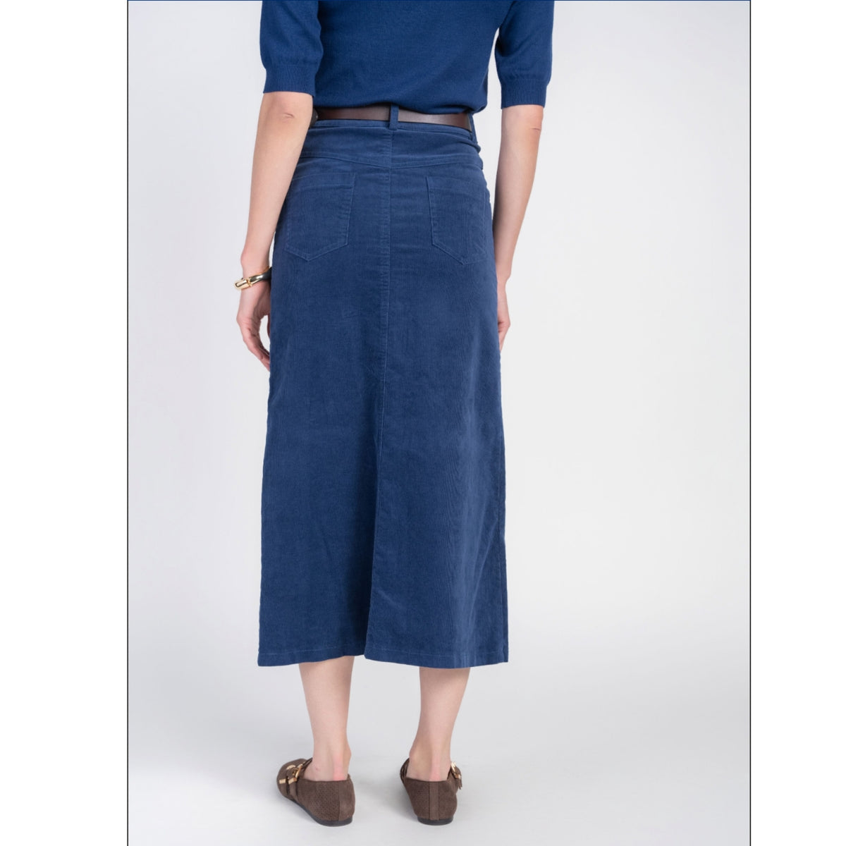 Fray Detail Corduroy Skirt London Blue Adina LV