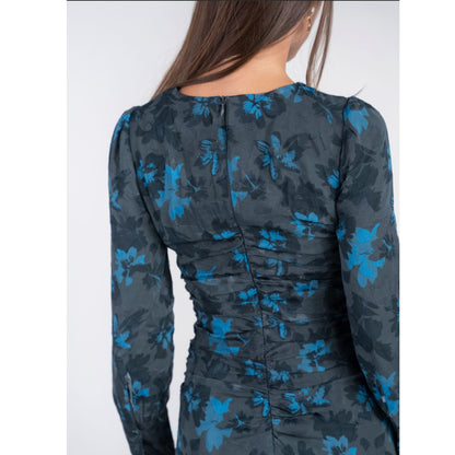 Michalie Midi Dress Teal Floral Adina LV