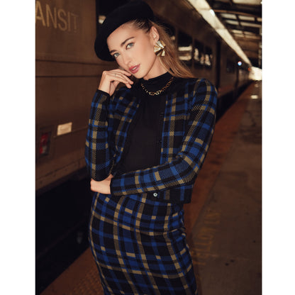 Jacquard Knit Plaid Skirt Adina LV - The Mimi Boutique