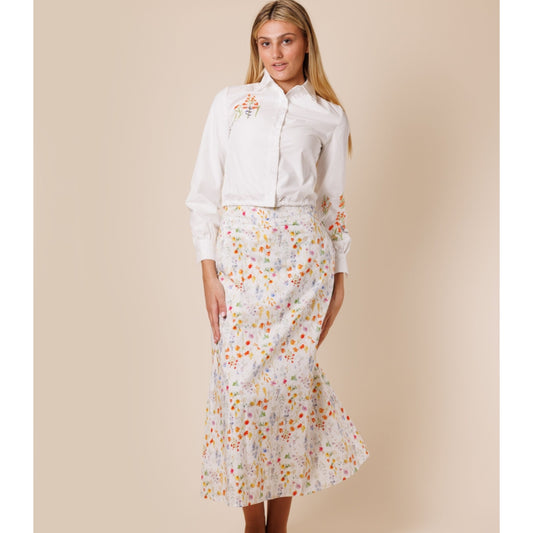 Orange Floral Skirt Lilac Teen - The Mimi Boutique