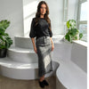 Janice Black Raw Hem Skirt