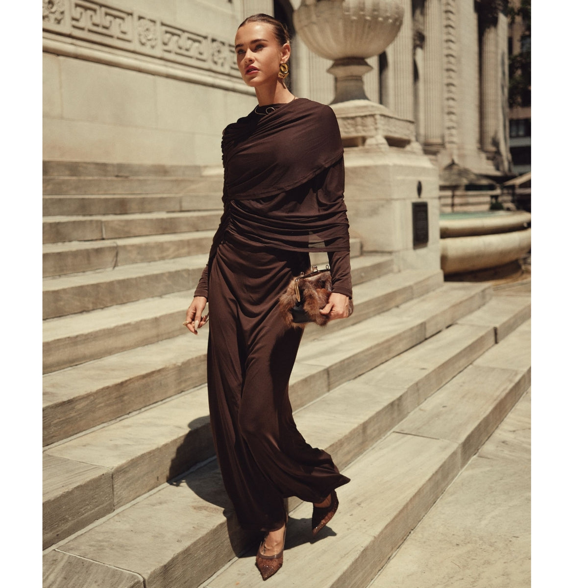 Cape Evening Gown Chocolate Adina LV