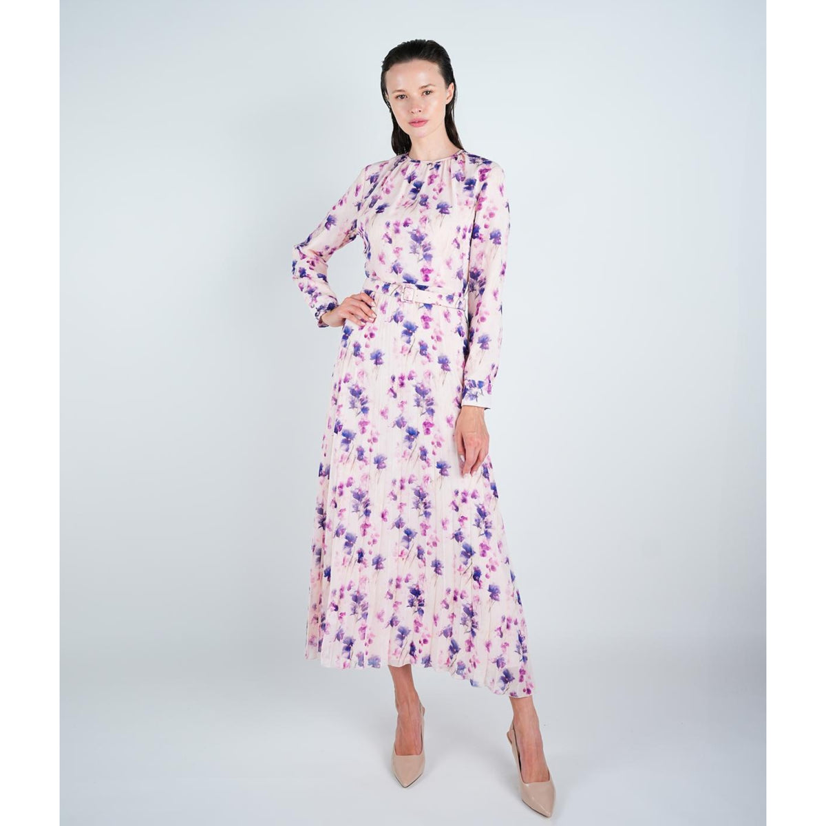 Pink Meadow Belted Dress - The Mimi Boutique