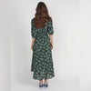 Smocked Shoulder Dress Green Floral