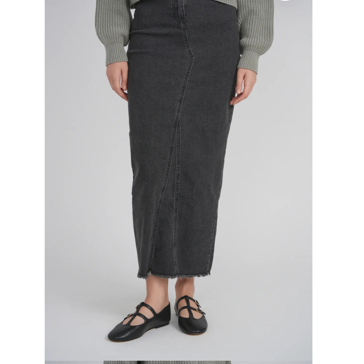 Black Denim Maxi Skirt