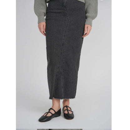 Black Denim Maxi Skirt