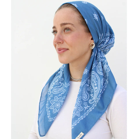 Ocean Blue Paisley Headscarf SB (More Styles)