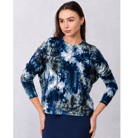 Blue Abstract Dolman Monkey Top