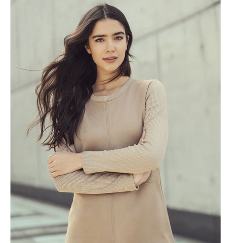 Plus Esti Khaki Suede Dress