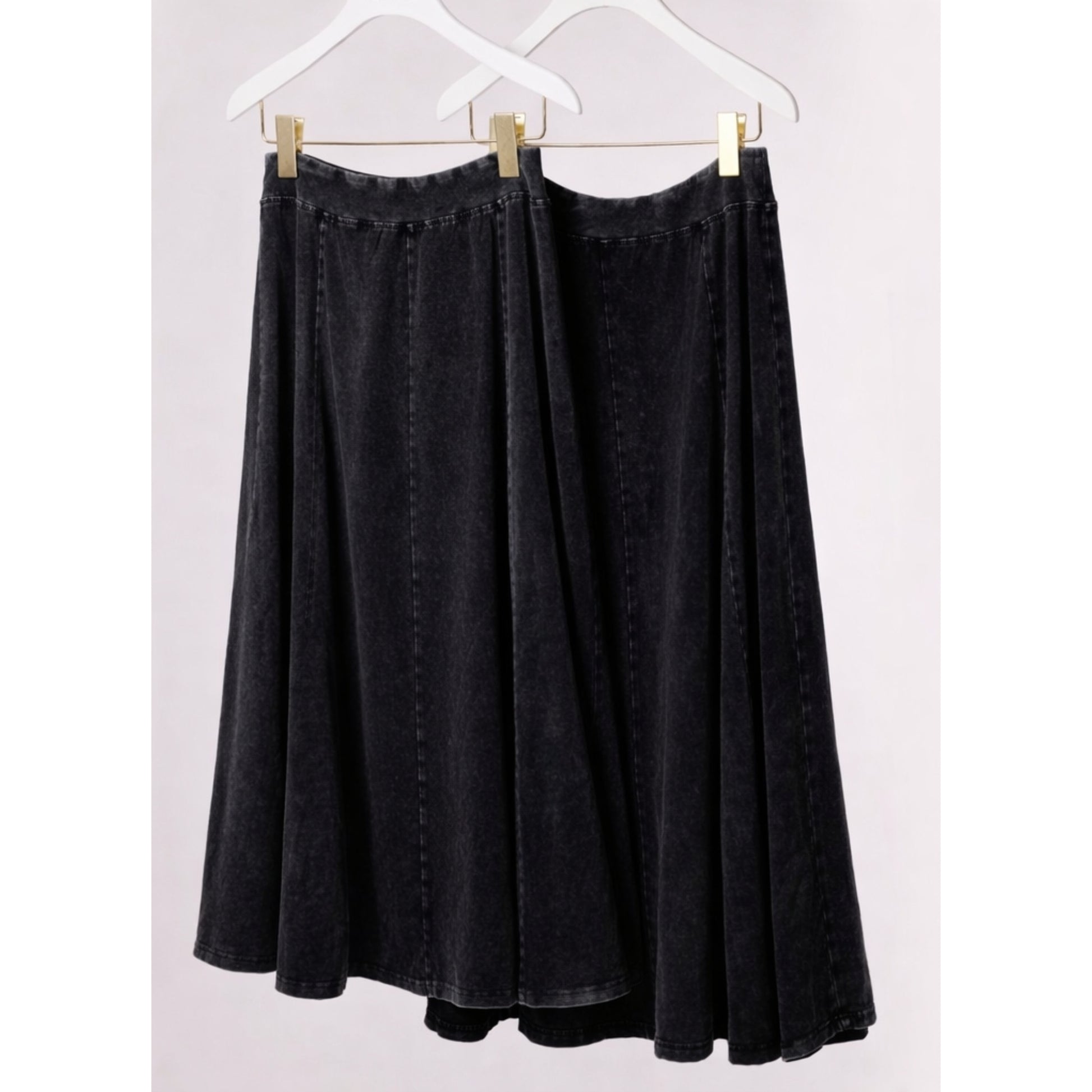 Black Acid Wash Panel Skirt - The Mimi Boutique